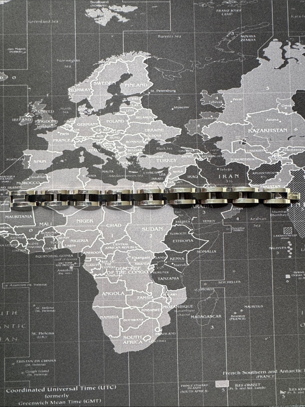 Men's Black and Silver Two-Tone Stainless Link Bracelet